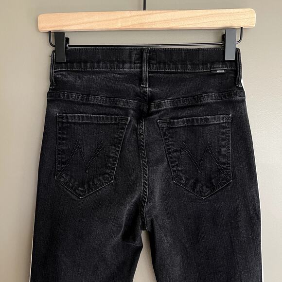 Mother Insider Crop Step Fray Jean in Guilty Racer Stripe Size 25 Black Bootcut - Picture 14 of 16